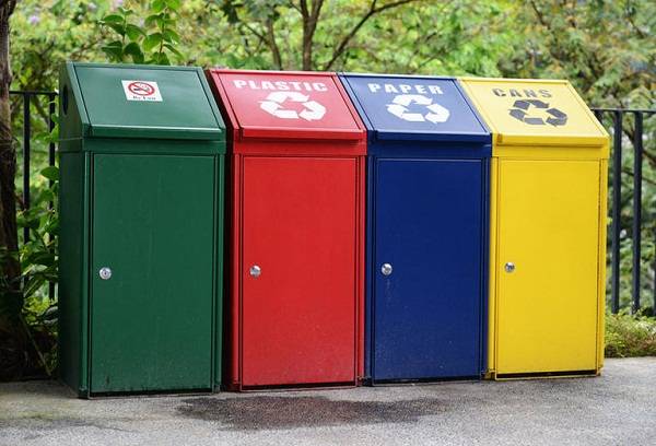 Separate trash bins