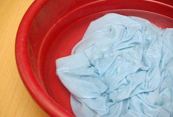 soaked T-shirt in a basin