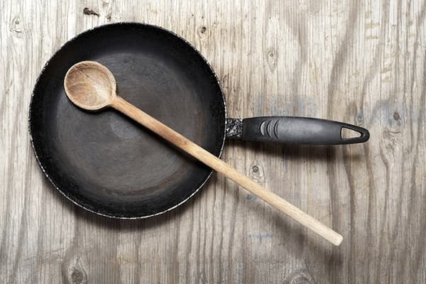 Frying pan with scratches