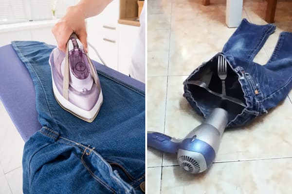 Jeans asciutti con modi improvvisati