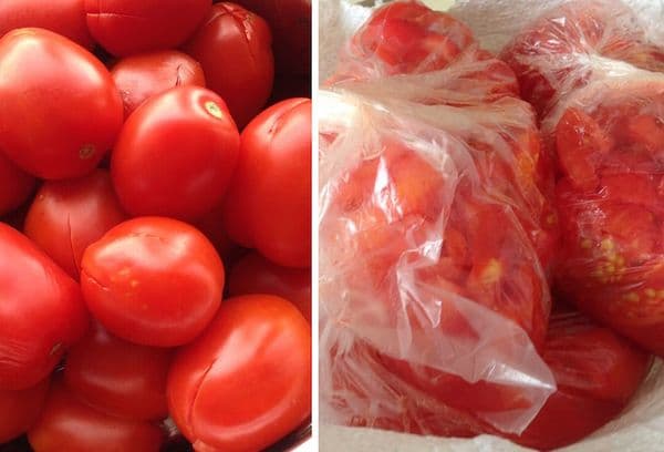 Congelamento di pomodori interi