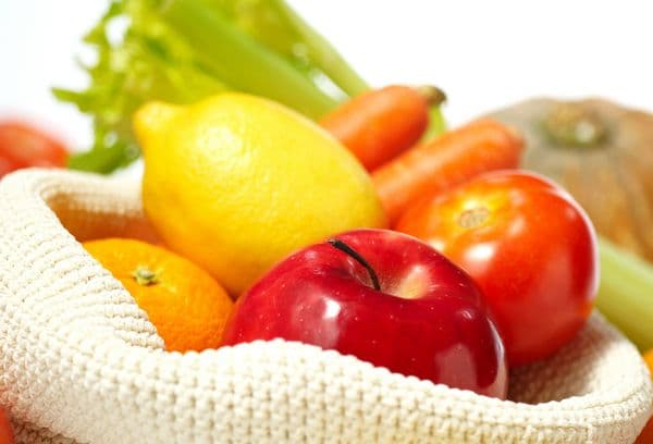 Bag of vegetables and fruits